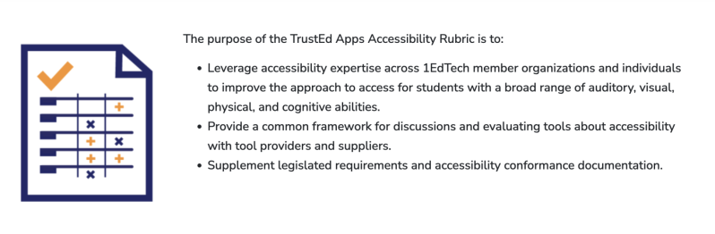 Image showing the purpose of the TrustEd Apps Accessibility Rubric 